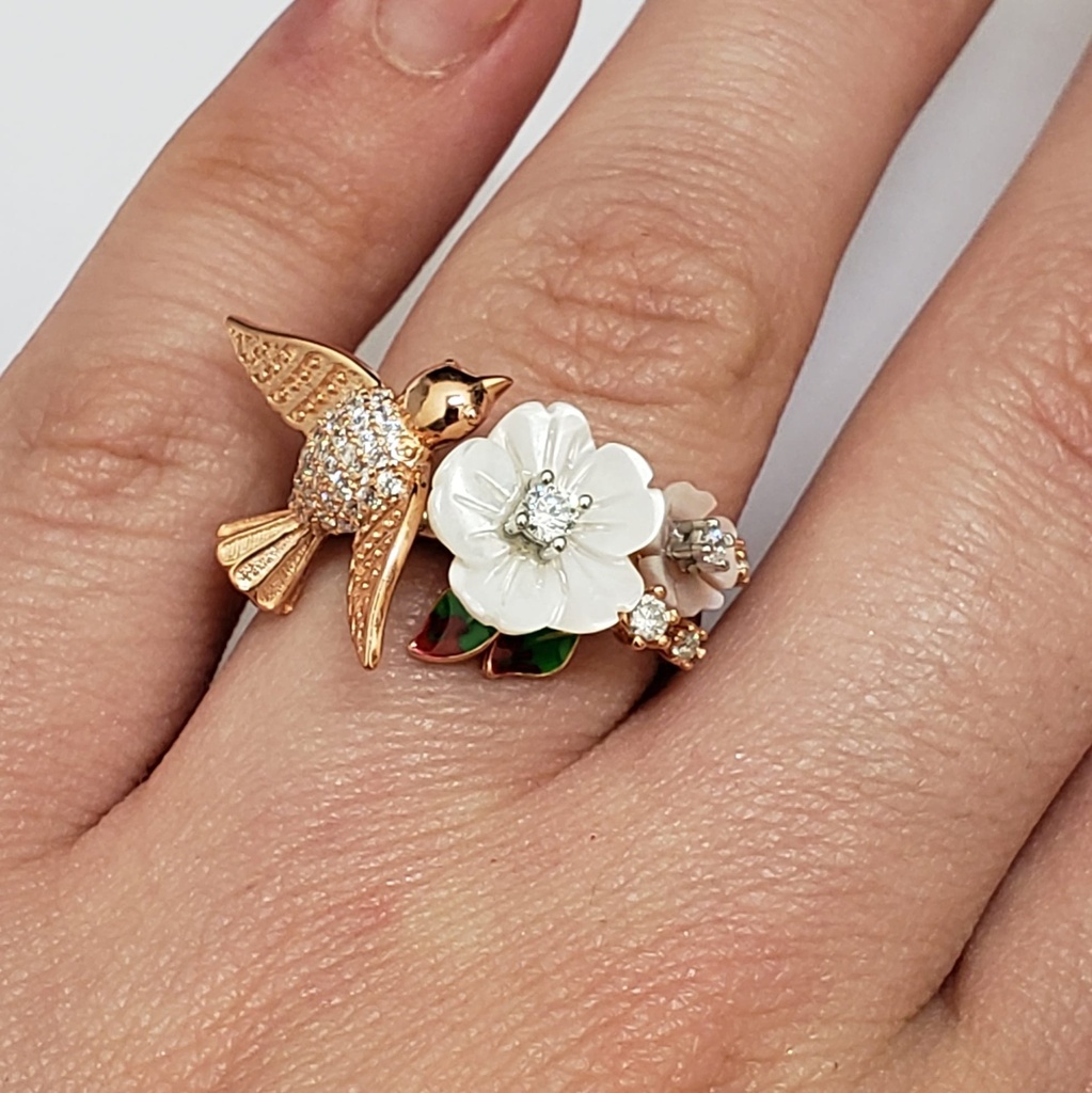 U3804, Ring Silver 925,  Shell flower