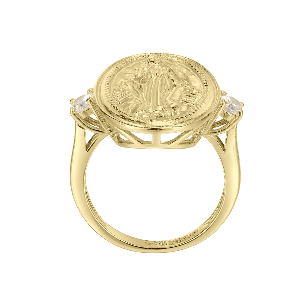 U4172, Ring Silver 925, 18K Gold Plated White CV