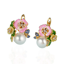 V6045,Eternal Blooms Earrings, Silver 925,Shell, CZ, Enamel, Hand Made