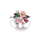 U3746, Ring Silver 925,  White&pink Shell ,  White Zircon,  Garnet