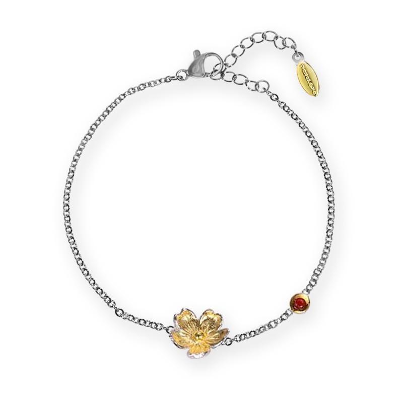B2443, Bracelet Silver 925, Garnet, Gold & Black plated, Hand Made