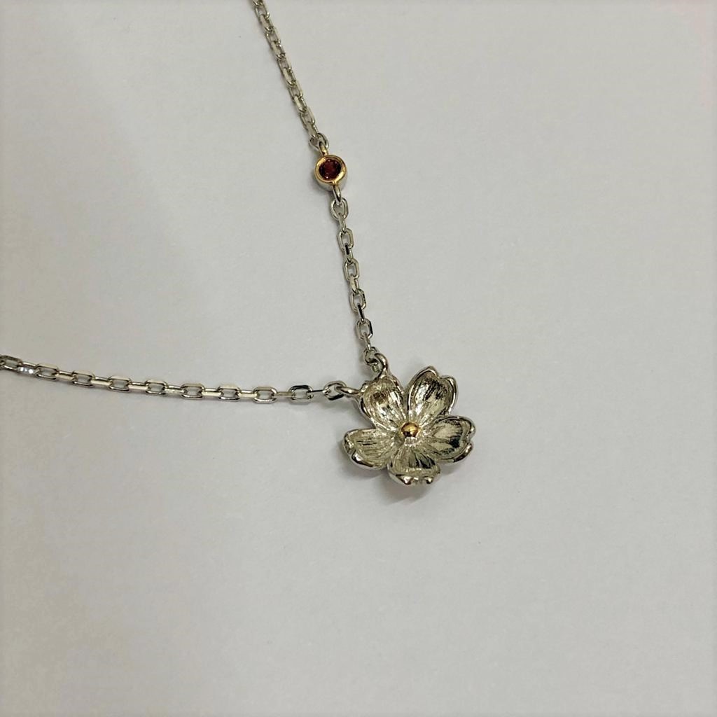 N4704, Necklace Silver 925,  Garnet,  Gold plated Hand Made