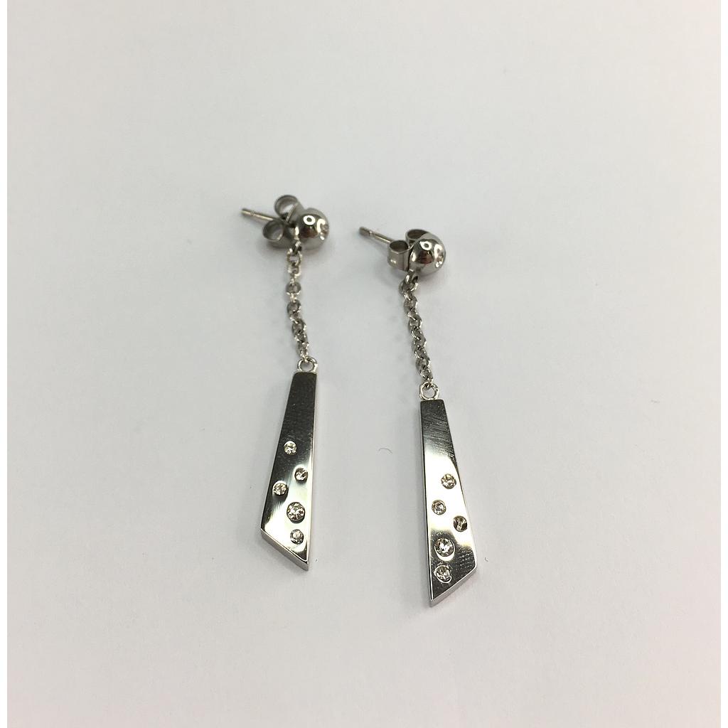 V3660, Earrings S. Steel 316L,  White Crystal