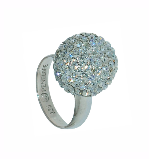 U2894, Ring Silver. 925,  Black Diamond Crystal,  16mm