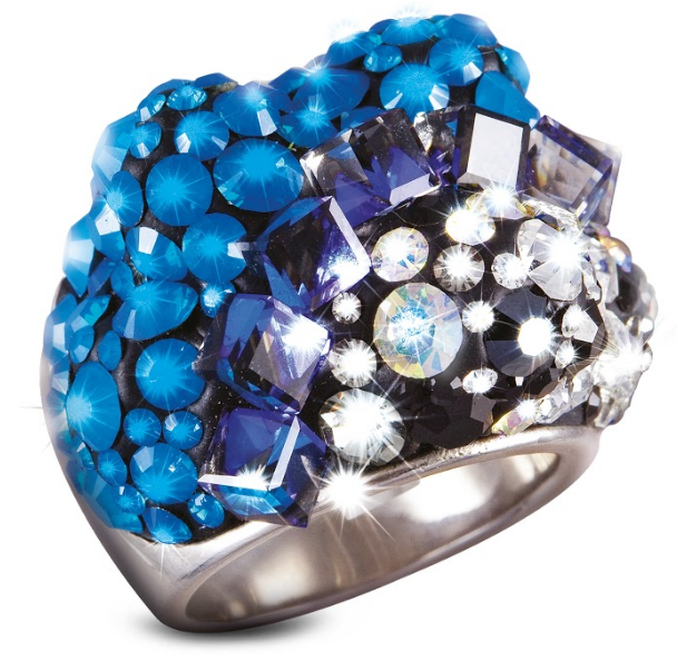 U2979, Ring Silver. 925,  Caribbean Blue Opal,  Jet
