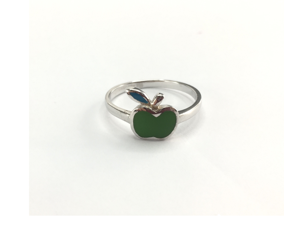 U3192, Ring Silver. 925,  Green Enamel