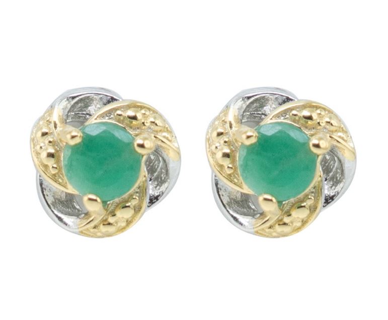 V4846, Earrings Silver 925, Emerald IPGold