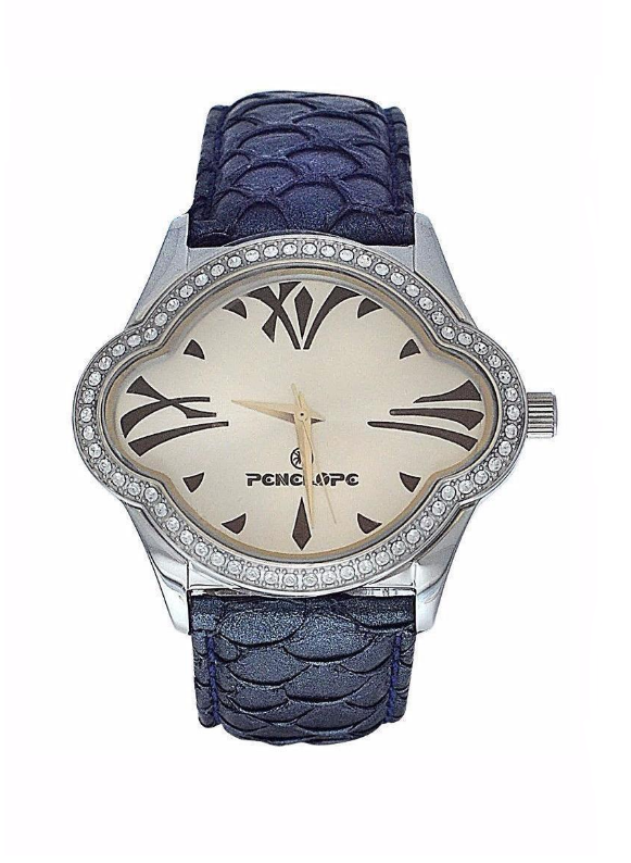 PE08151B, Watches,  silver dial & case,  black strap