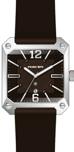 PE235N, Watches S. Steel Quartz,  Steel case,  black leather strap 