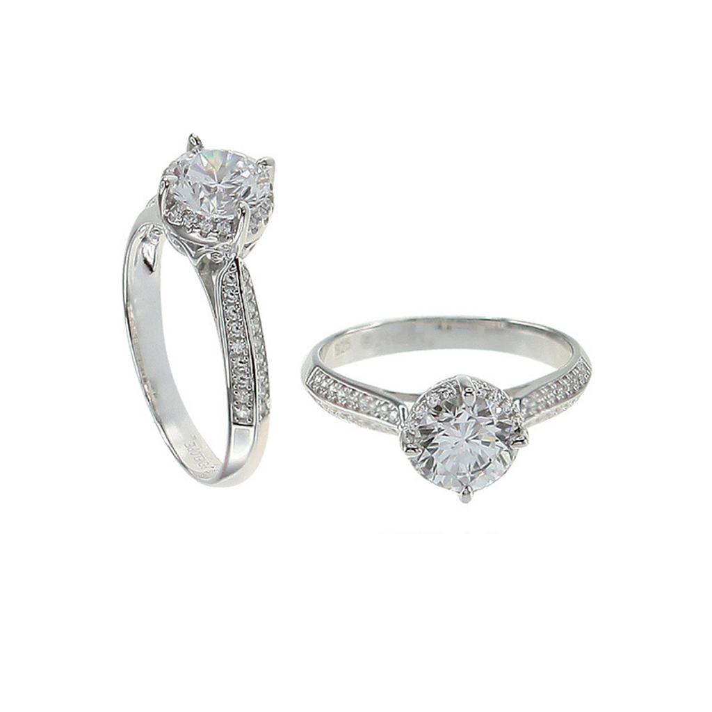 U3166, Ring Silver. 925,  White Zircone,  Micro Pave