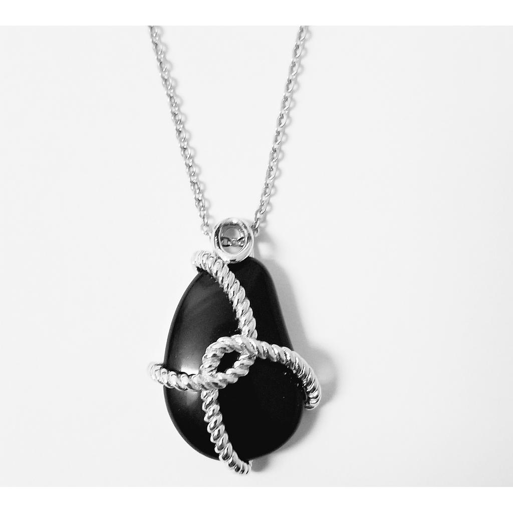 N4691 ,Silver pendant & steel chain  