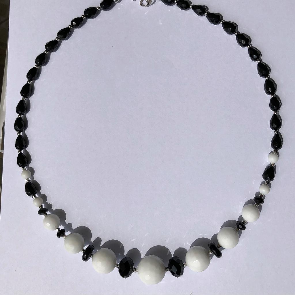 N5647,Necklace,Silver 925, Black onix ,White onix 