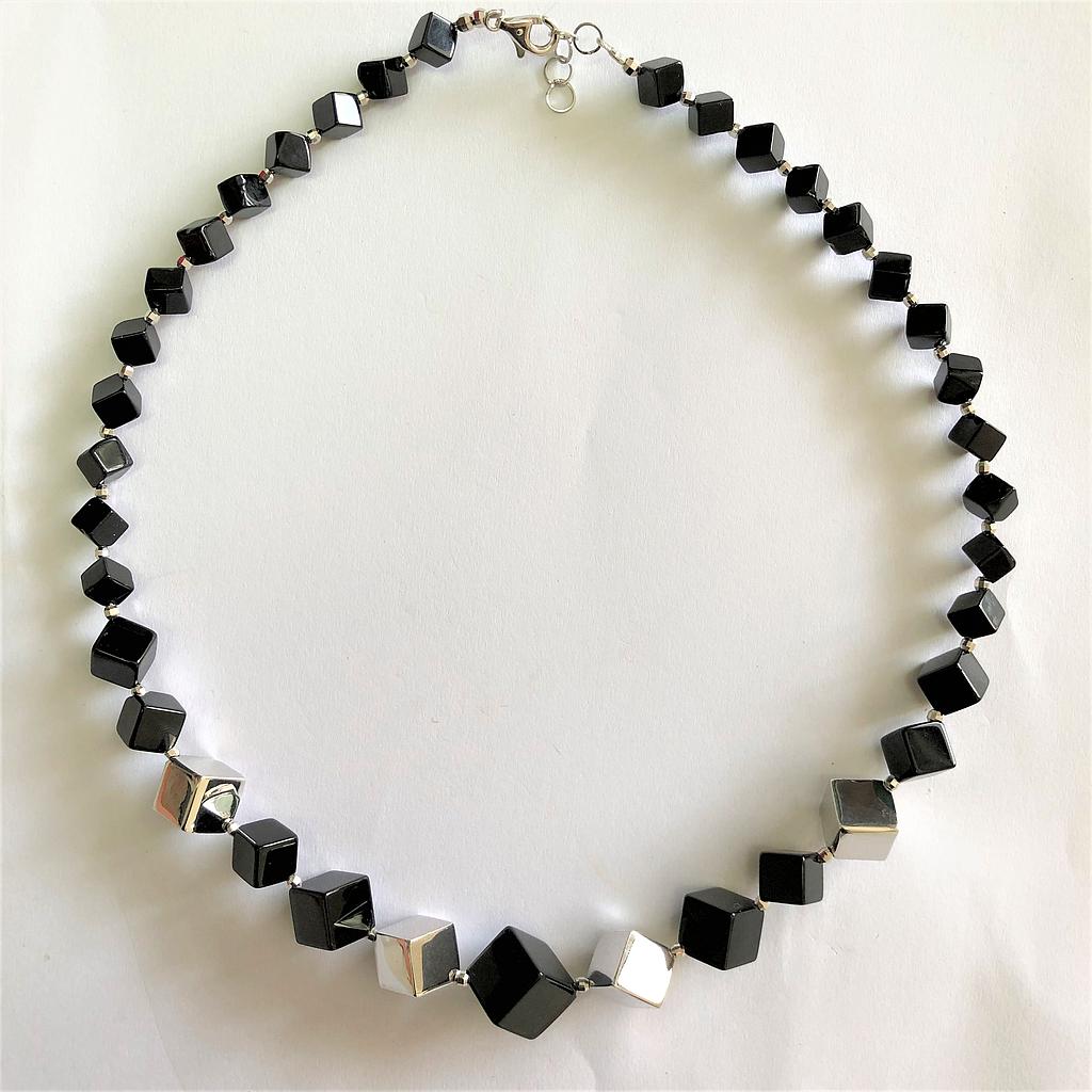 N5782,Necklace,Silver 925,Onyx 