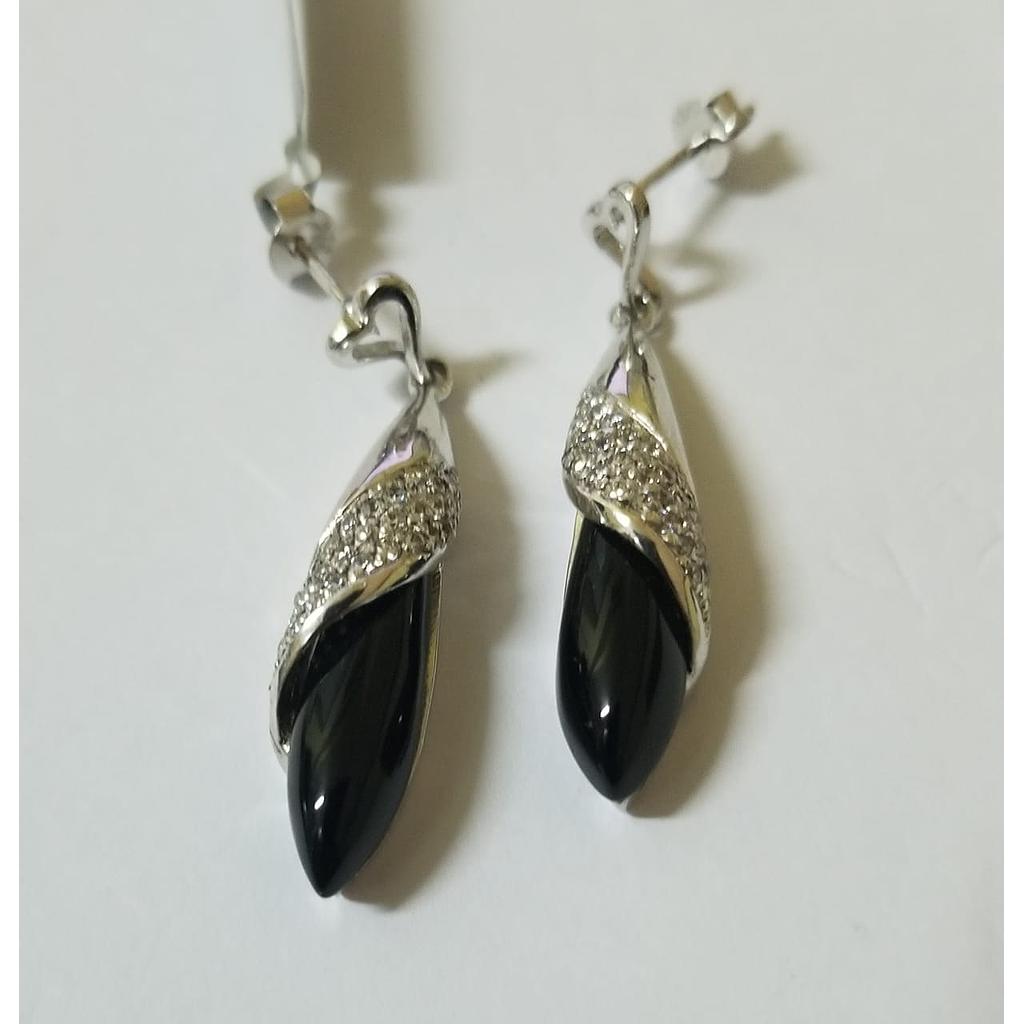 V3073, Earring Silver 925 Onyx CZ 