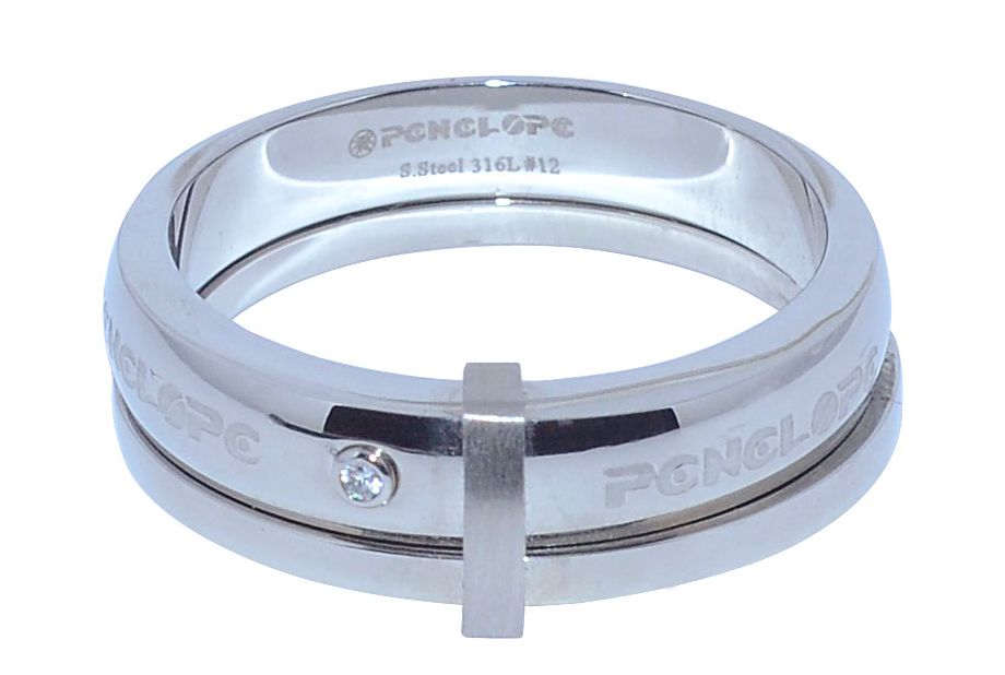 U2918, Ring S. Steel 316L,  Zircon