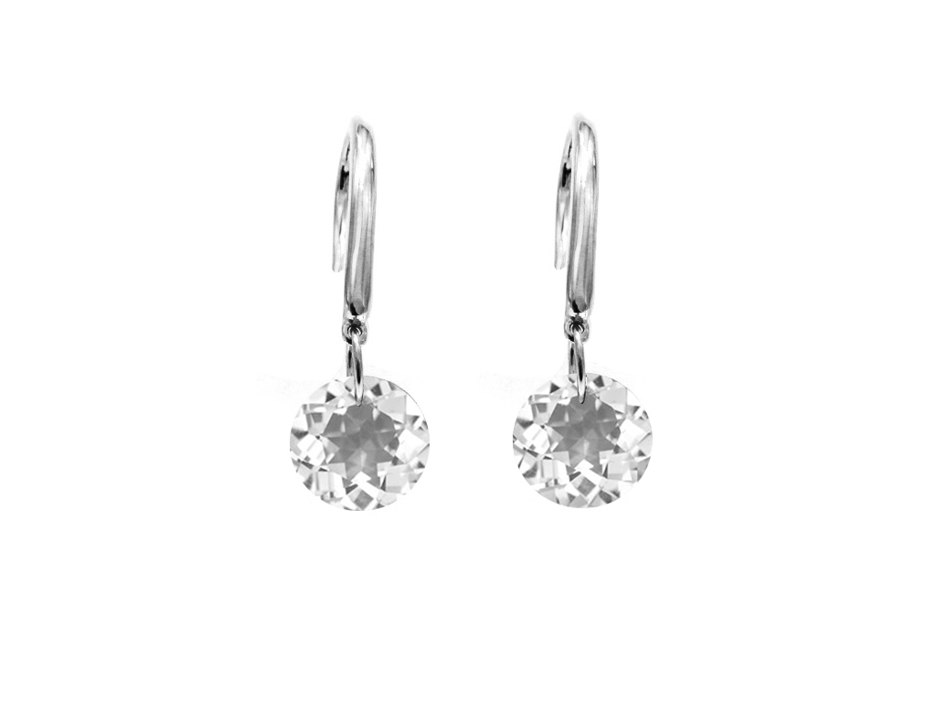 V5433, Earrings Silver 925, White Topaz 