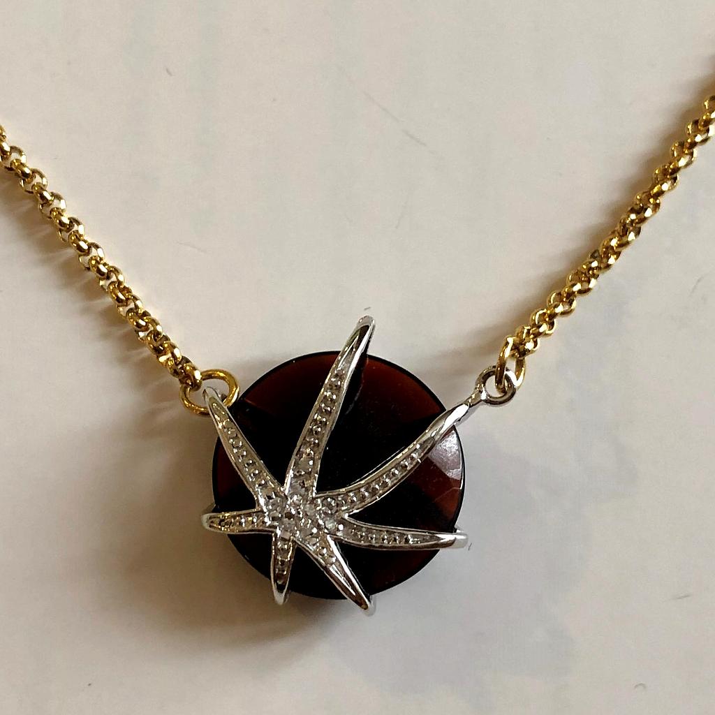 N4687,pendant silver,Chain s.steel gold plated,crystal 