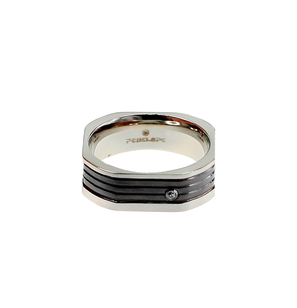 U2962, Ring S. Steel 316L,  Black Plated,  White Zircone,  Men's Collection