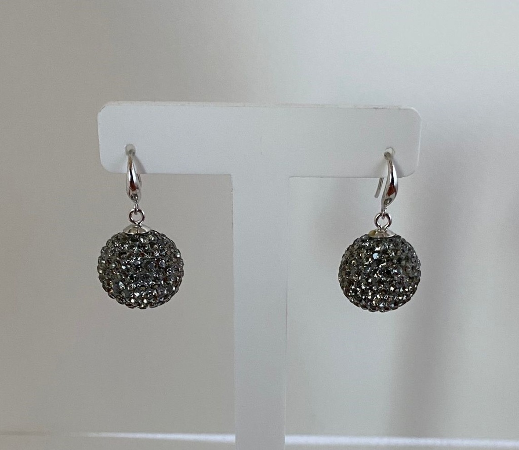 V3062, Earrings Silver. 925, Black Crystal