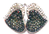 V3294, Earrings Silver. 925, Crystal,  Jet Hematite, Black Natural Stone