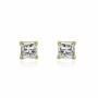 V4795, Earrings Silver 925,  White Zircon Square, Gold Plated 3 micron