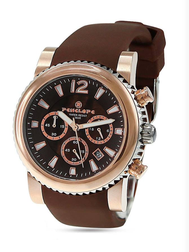 PE297GZ, Watches S. Steel 316L,  IPRosegold,  grey dial,  brown leather strap