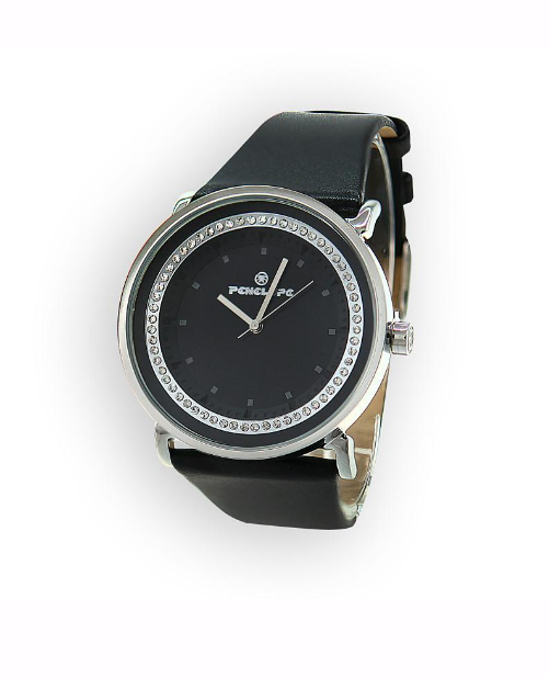 PE285SZ, Watches S. Steel case,  black dial,  black leather band