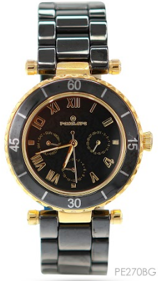 PE270BG, Watches S. Steel Quartz ,  Steel case black ceramic,  IPGold