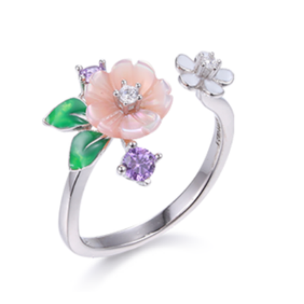 U3805, Ring Silver 925,  Shell flower
