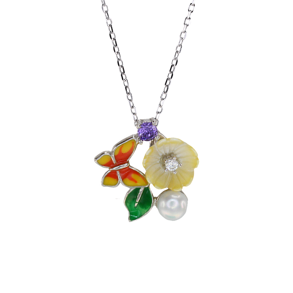 N5312, Necklace Silver 925,  Shell flower