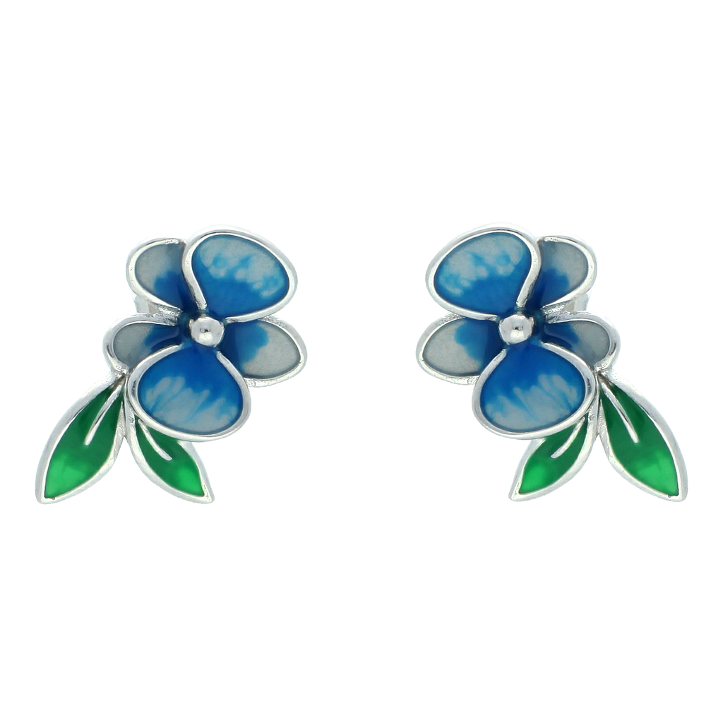 V5809, Earrings, Sterling Silver 925, Rhodium Plated,  Cubic Zirconia, Enamel