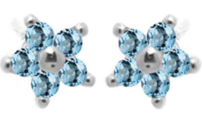 V5197, Earrings Silver 925,  Blue Topaz