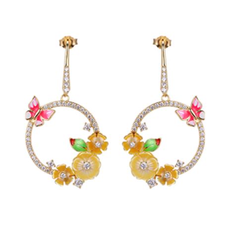 V4991, Earrings Silver 925,  Shell flower