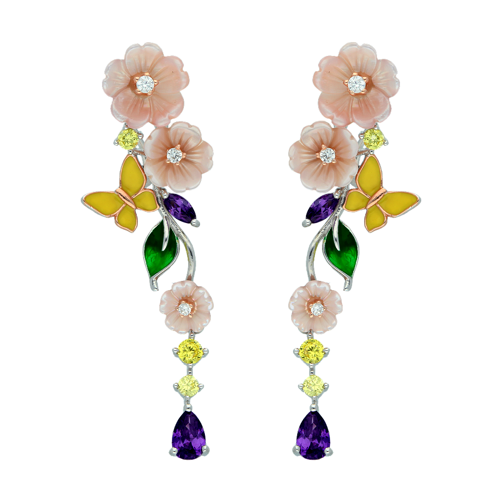 V5385, Earrings Silver 925,  Shell flower