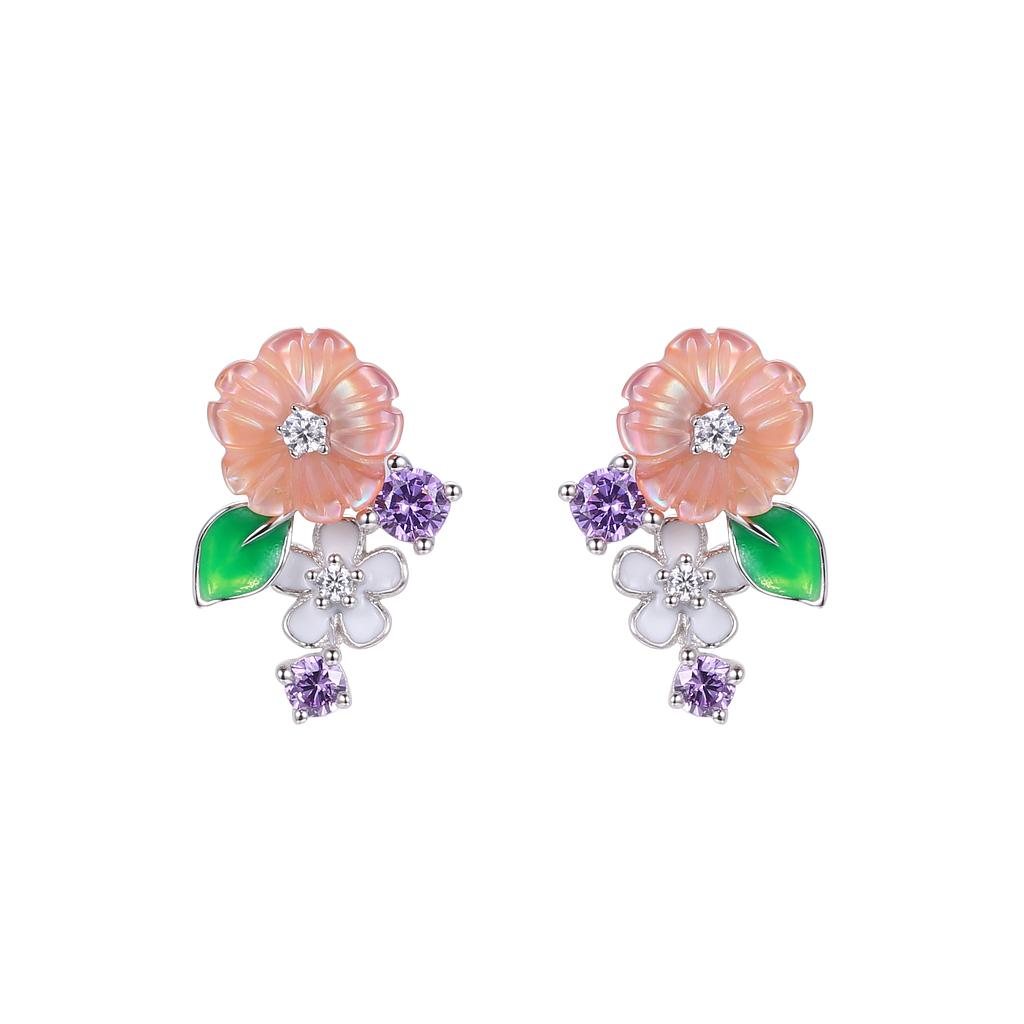 V4989, Earrings Silver 925,  Shell flower