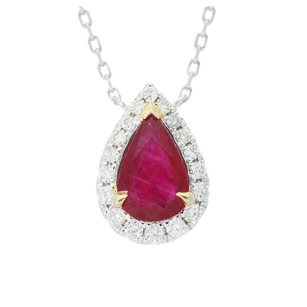 NGD334138,Necklace Gold 18K,2g,Dia 0.088ct,SI,GF,Ruby 0.40ct
