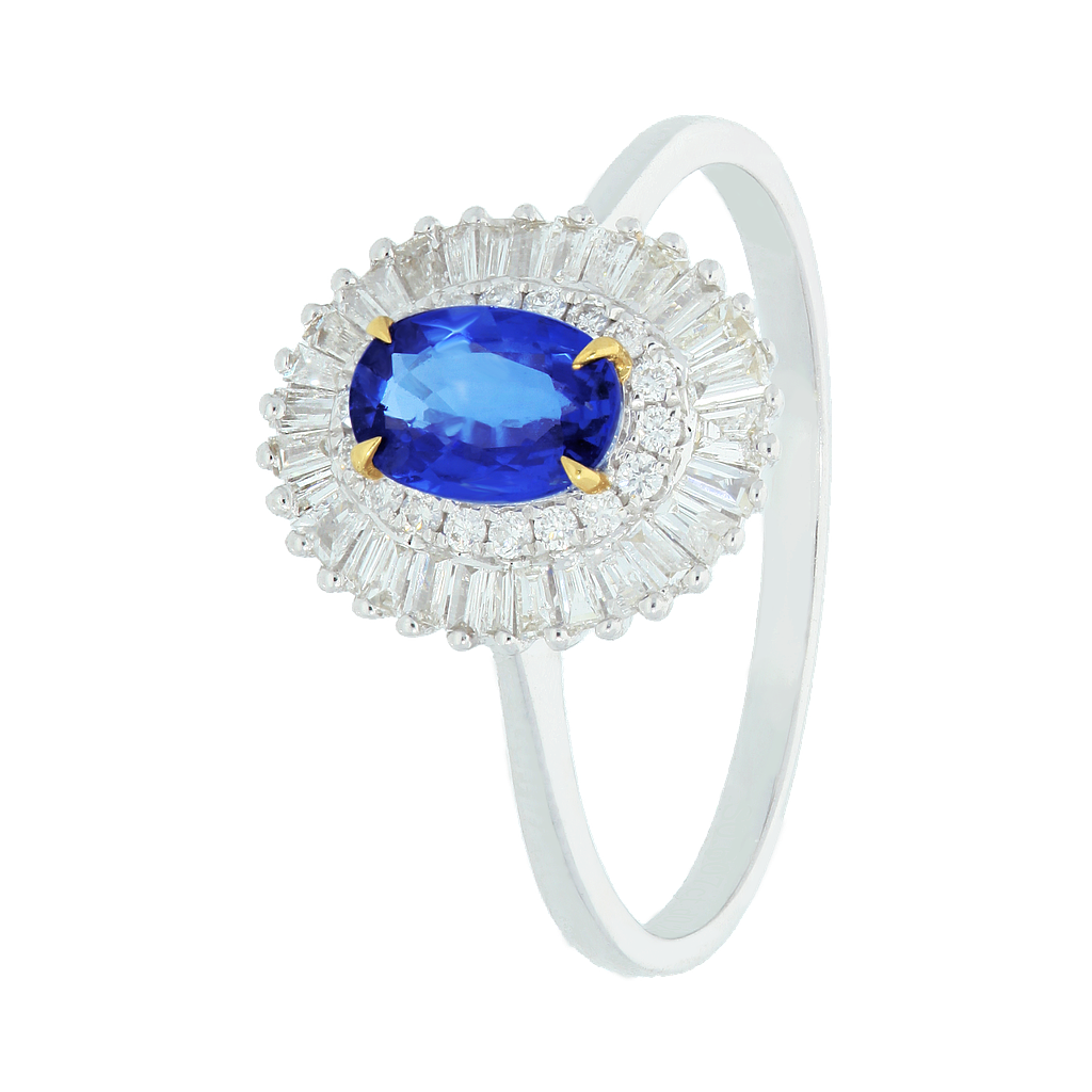 RGD642139,Ring Gold 18K,1.9g,Dia 0.289ct,SI,GF,Blue Sapphire 0.539ct