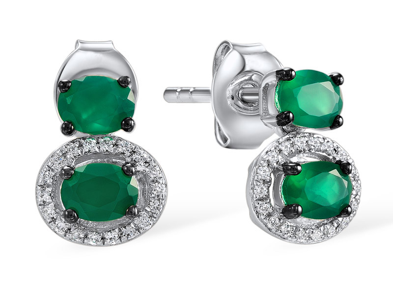 EGD249164 Earrings 14K,1.8g,Dia,0.079ct,I,I,J,36 pcs,Emerald,0.624ct,4 pcs