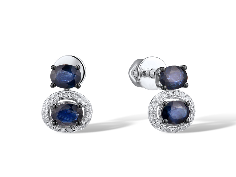 EGD273166 Earrings 14K,1.8g,Dia,0.079ct,I,I,J,36 pcs,Blue Sapphire ,0.962ct,4 pcs