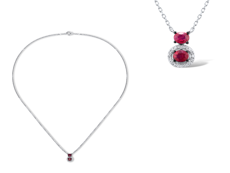 NGD234153 Necklace 18K,2.5g,Dia,0.040ct,I,I,J,18 pcs,Ruby,0.402ct,2 pcs