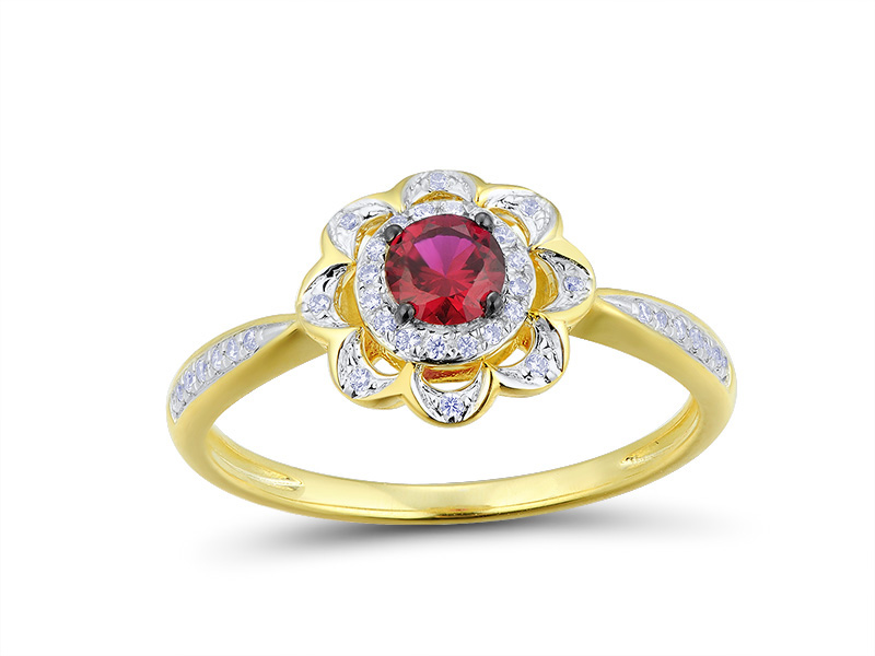 RGD313146 Ring 14K,1.7g,Dia,0.118ct,I,J,38 pcs,Ruby,0.32ct,1 pcs