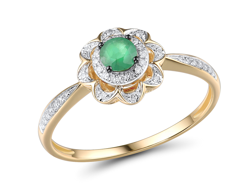 RGD296147 Ring 14K,1.7g,Dia,0.118ct,I,J,38 pcs,Emerald,0.249ct,1 pcs
