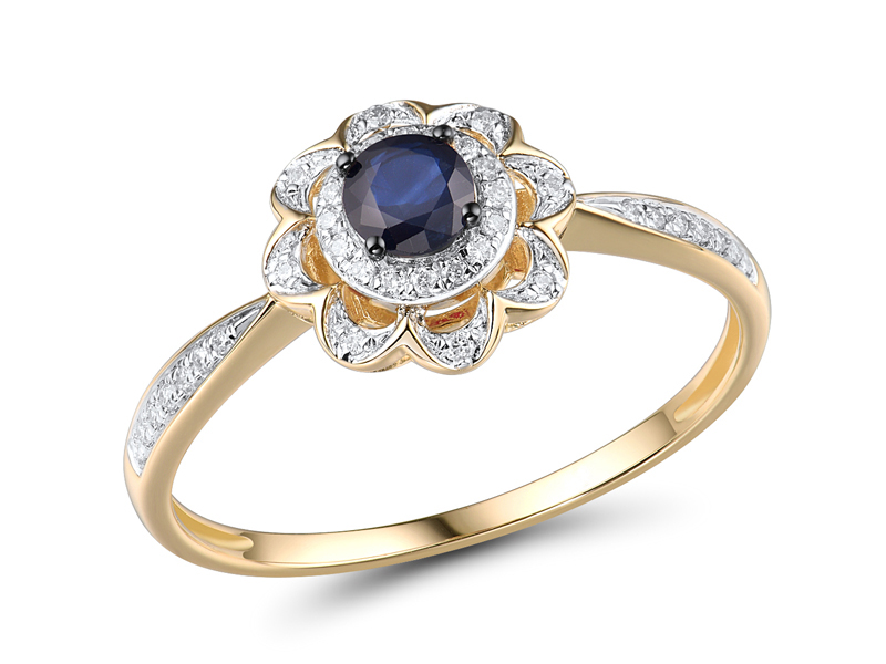 RGD297148 Ring 14K,1.7g,Dia,0.118ct,I,I,J,38 pcs,Blue Sapphire ,0.343ct,1 pcs