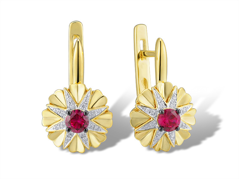 EGD462180 Earrings 14K,3.6g,Dia,0.10ct,I,I,J,32pcs,Ruby,0.466ct,2pcs