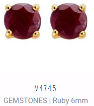 V4745, Earrings Silver 925,  Indian Ruby