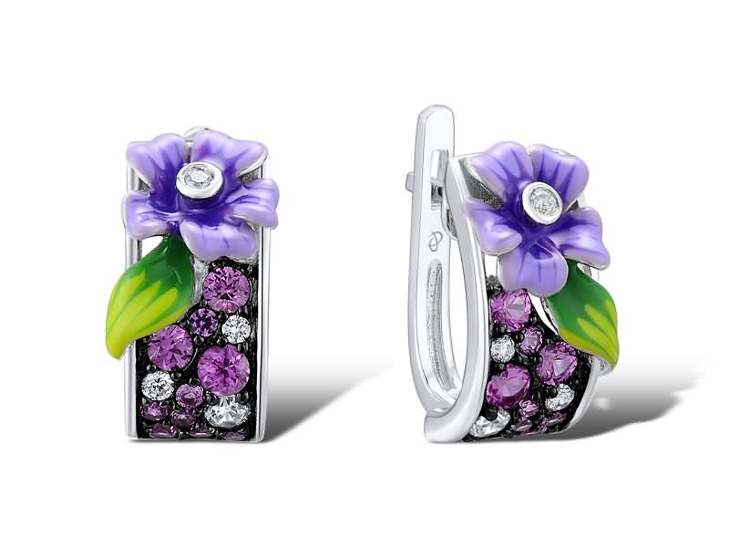 V5735,Earring,925 Sterling Silver,Cubic Zirconia,Enamel