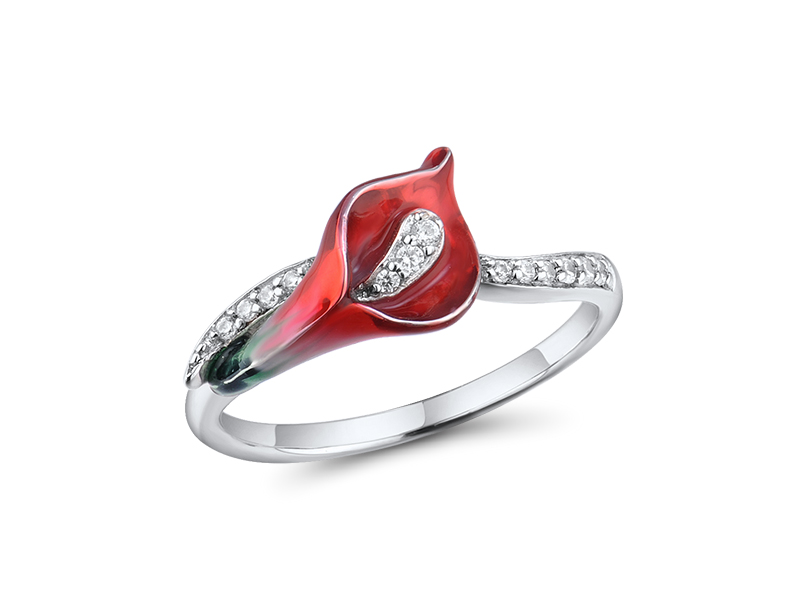 U4105, Ring,925 Sterling Silver, Cubic Zirconia, Enamel 