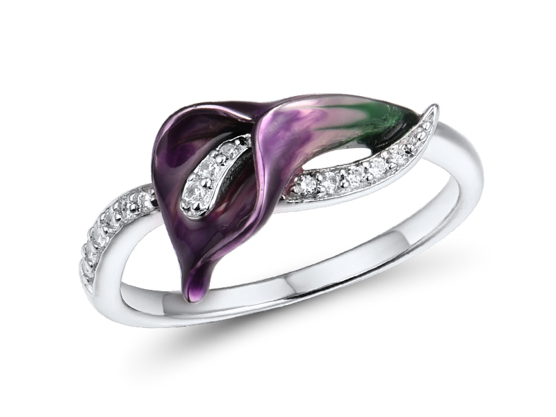 U4106, Ring,925 Sterling Silver,Cubic Zirconia.Enamel 