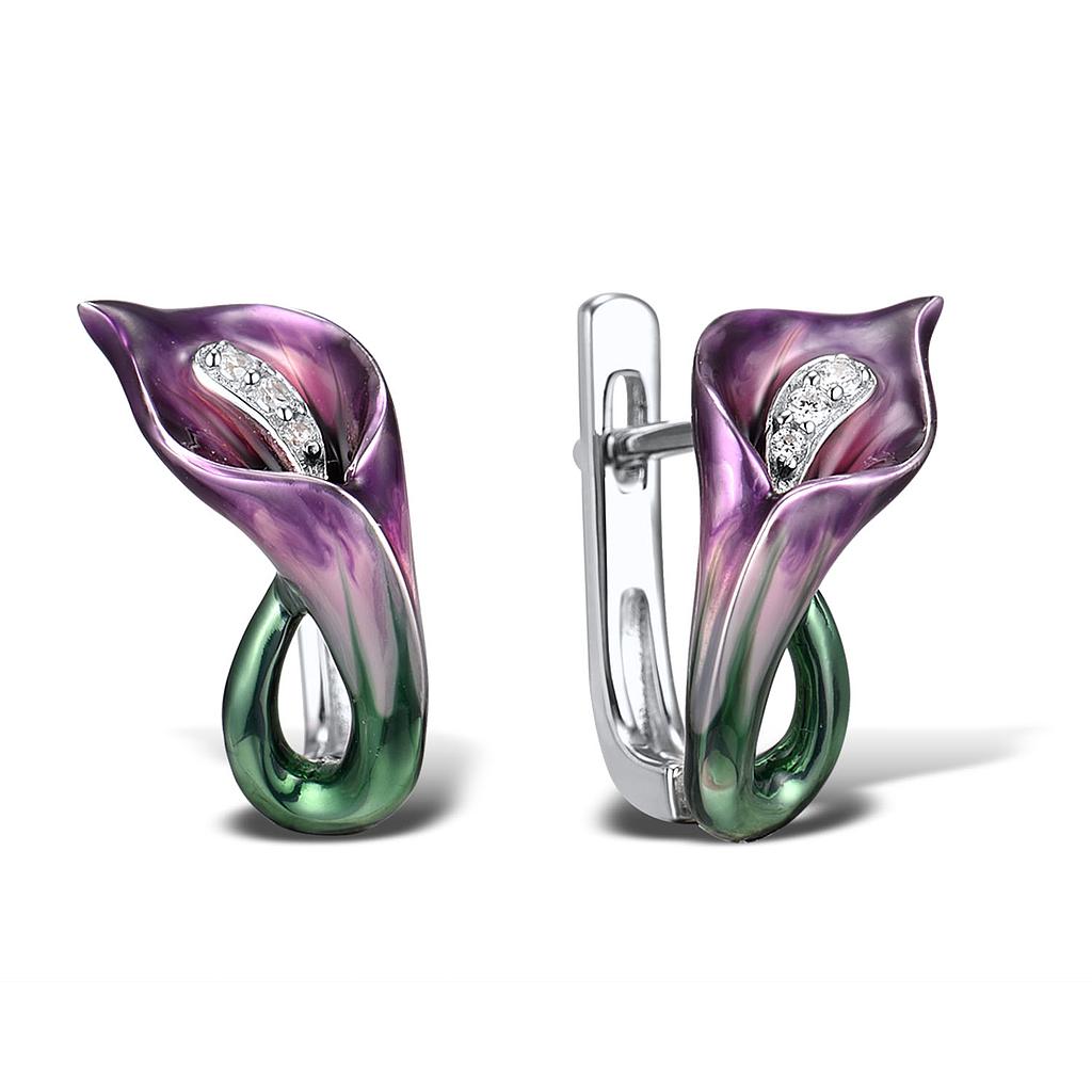 V5753, Earring ,925 Sterling Silver,Cubic Zirconia.Enamel 