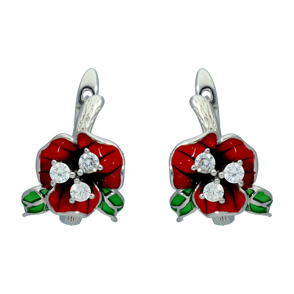 V5465, Earrings Silver 925, Cubic Zirconia, Enamel